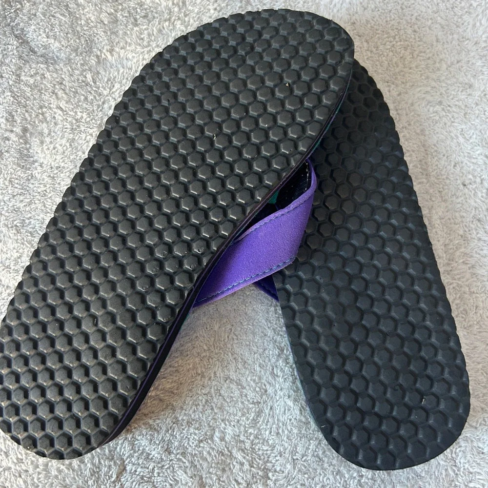 Vintage Prince Mens Flip Flops Size 11? Purple Teal Athletic Thong Sandals Foam